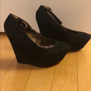 Sam Edelman black suede platforms